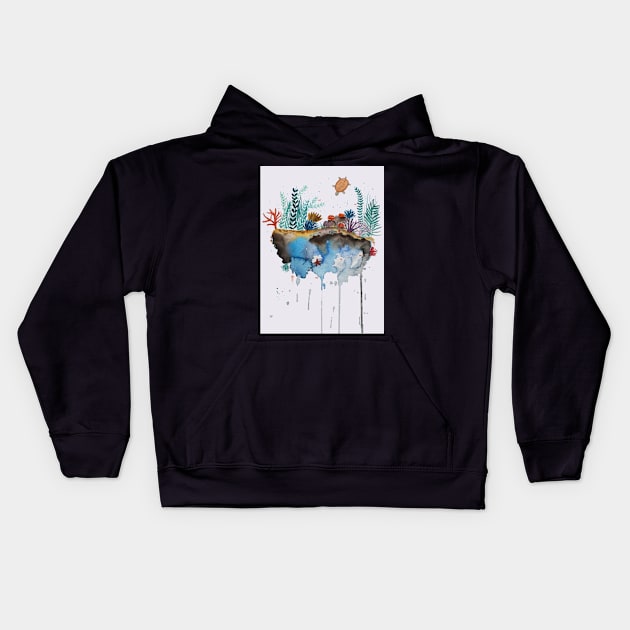 Underwater World Whimsical Watercolor Art Kids Hoodie by Sandraartist